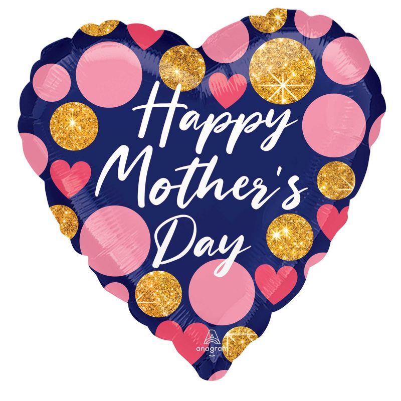 Happy Mothers Day Navy & Glitter Dots Jumbo Foil Balloon - 71cm