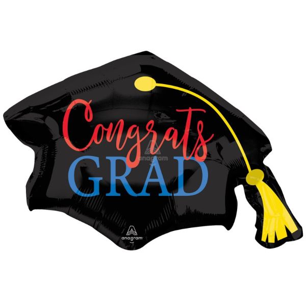 SuperShape Congrats Grad Red & Blue Hat Foil Balloon - 79cm x 56cm