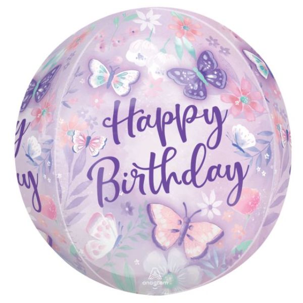 Orbz Flutters Happy Birthday Foil Balloon - 38cm x 40cm