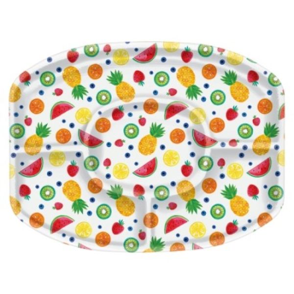 Fruit Design Plastic Sectional Platter - 33cm x 46cm