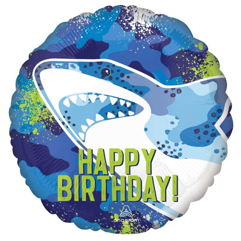 Shark Happy Birthday Foil Balloon - 45cm