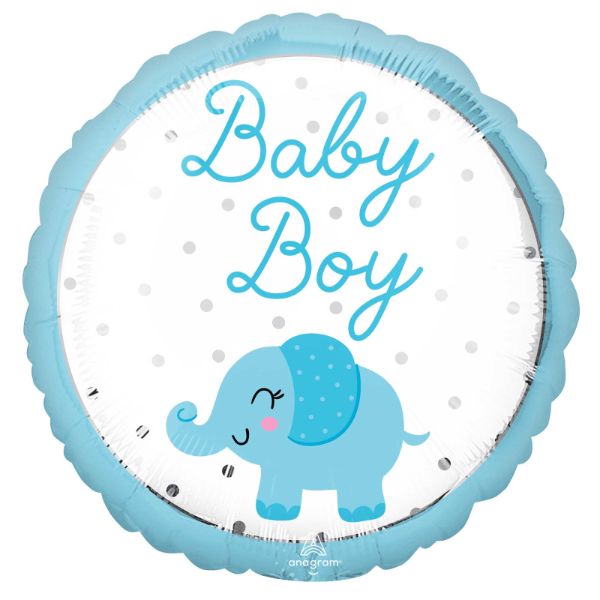 Standard Baby Boy Elephant Foil Balloon - 45cm