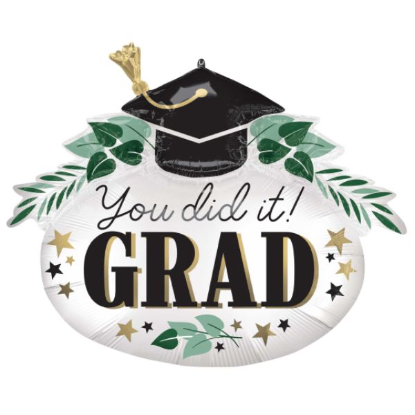 SuperShape You Did It Graduation Ivy Satin Foil Balloon - 86cm x 73cm