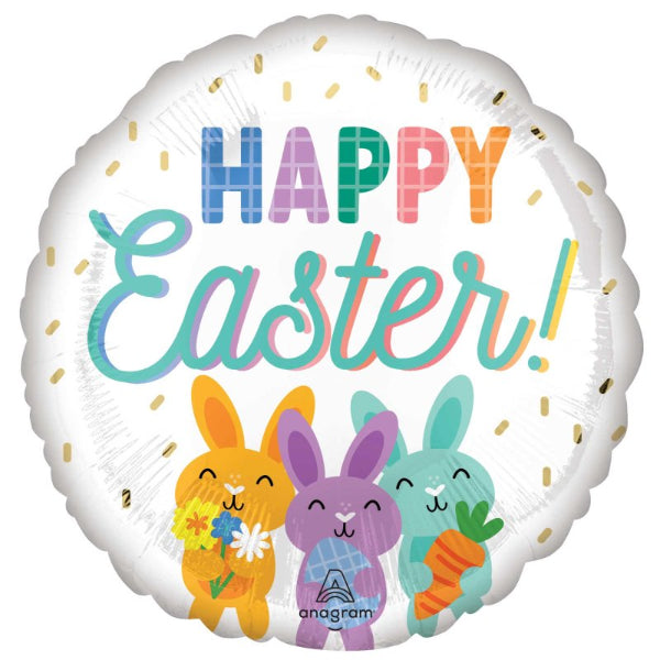 Standard Happy Easter Cute Bunnies Foil Balloon - 45cm