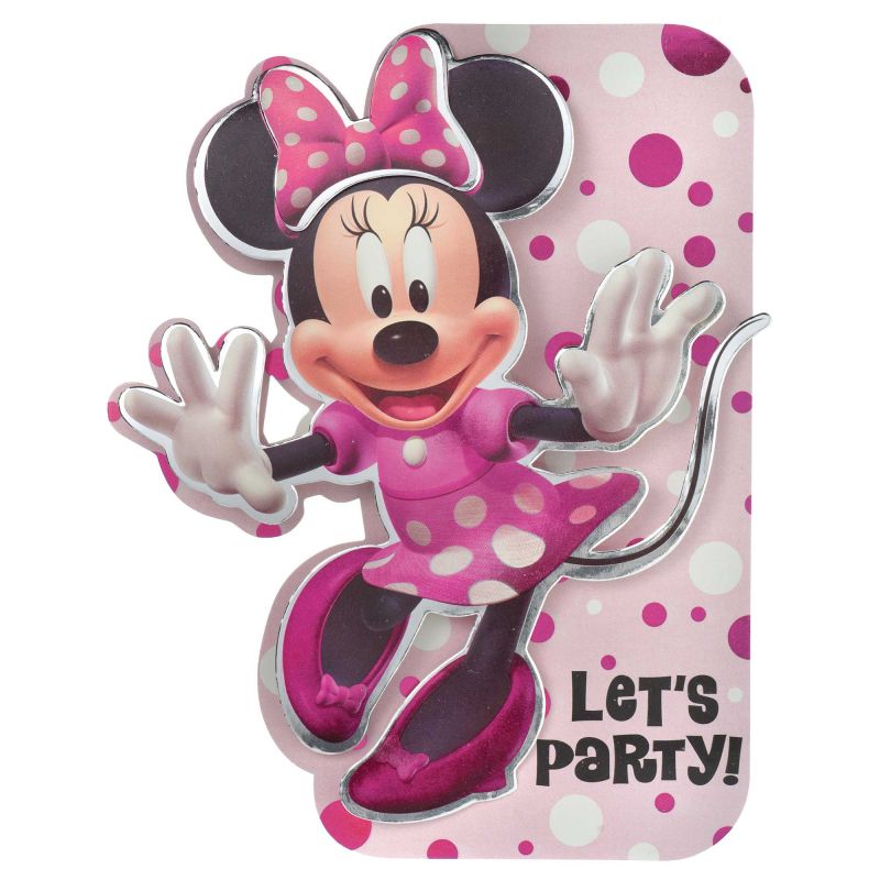 8 Pack Minnie Mouse Forever Deluxe Foil Invitations & Envelopes - 17cm x 14cm