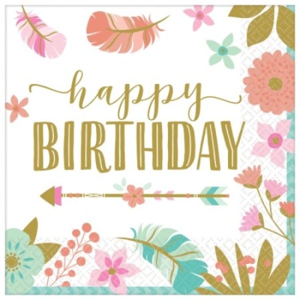 16 Pack Happy Birthday Beverage Napkins