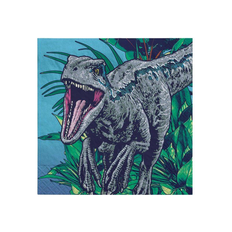 16 Pack Jurassic Into The Wild Beverage Serviette Napkins - 25cm