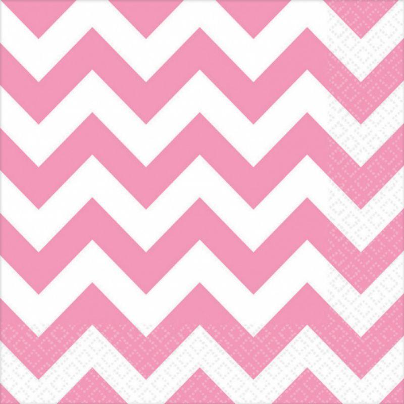 16 Pack New Pink Chevron Lunch Napkins - 33cm x 33cm