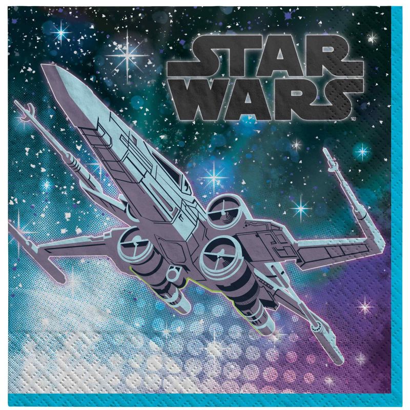16 Pack Star Wars Galaxy Lunch Serviette Napkins - 32cm x 32cm