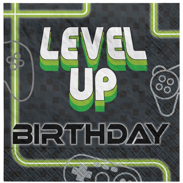 16 Pack Level Up Gaming Lunch Napkins