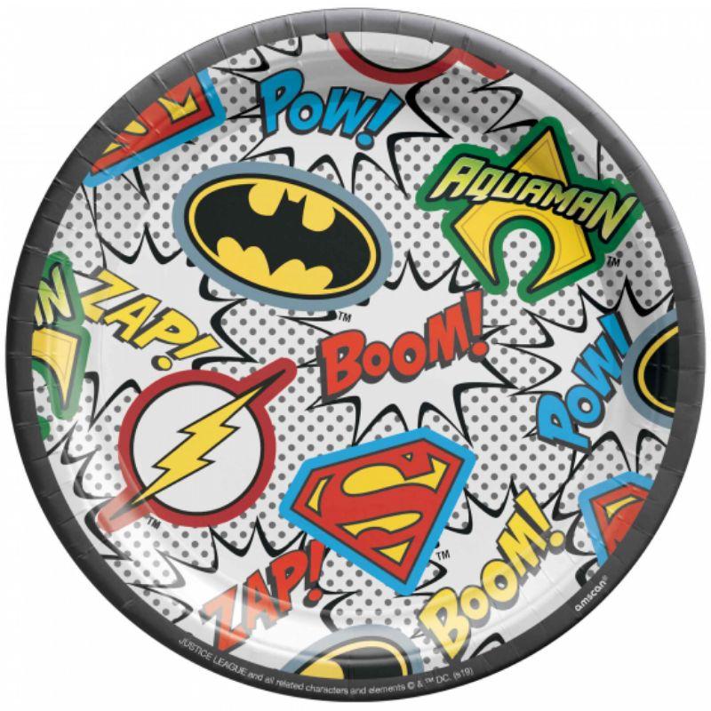 8 Pack Justice League Heroes Unite Paper Plates - 17cm