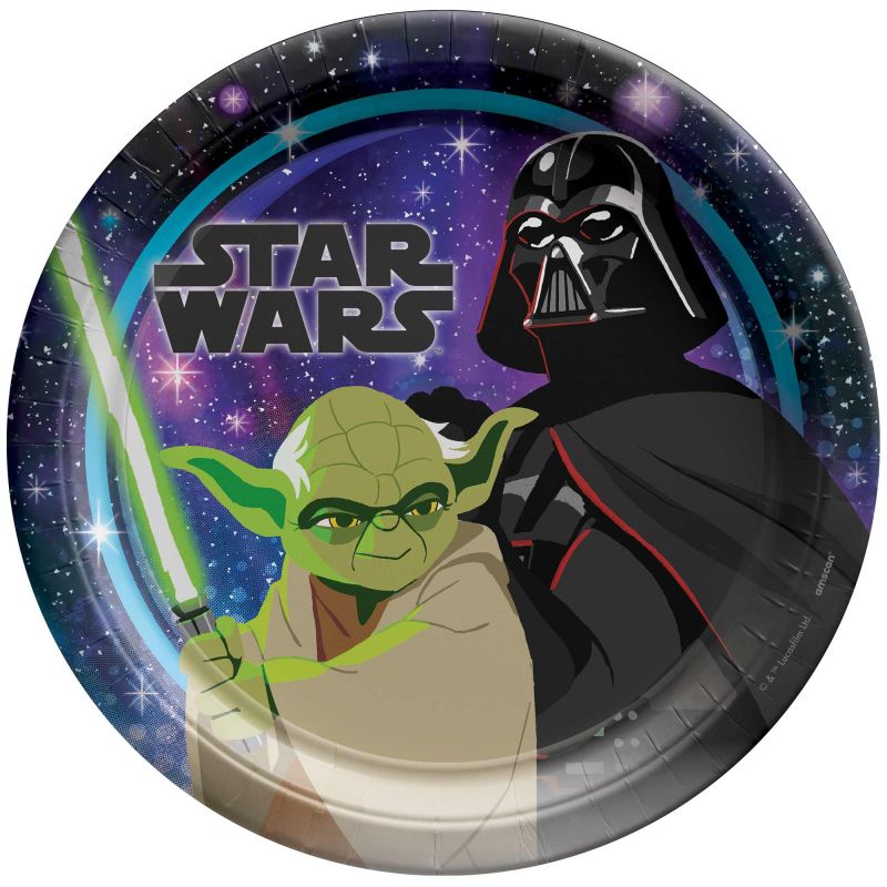 8 Pack Star Wars Galaxy Round Paper Plates - 23cm
