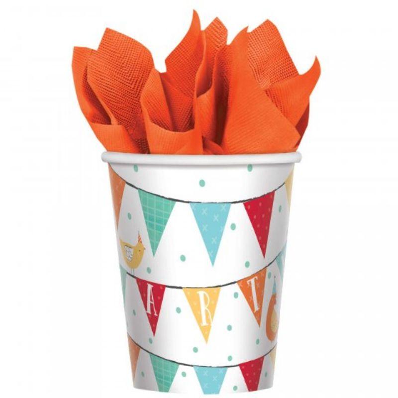 8 Pack Barnyard Birthday Paper Cups - 266ml