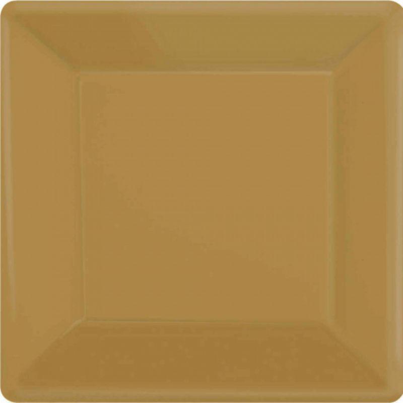 20 Pack Gold Square Paper Plates - 17cm