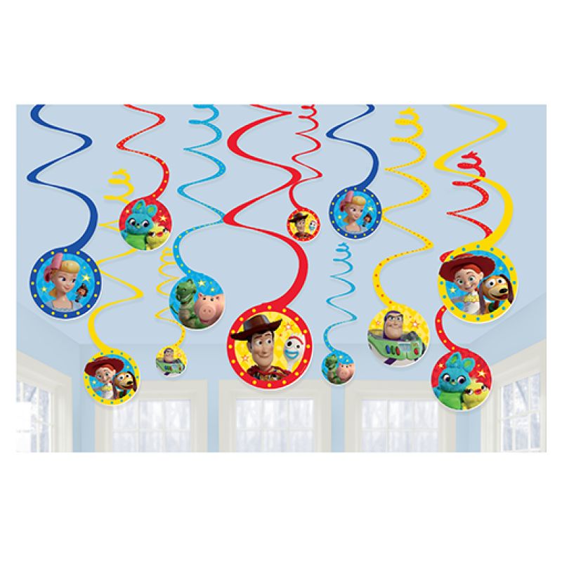 12 Pack Toy Story 4 Spiral Hanging Swirl Decorations