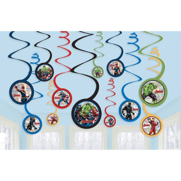12 Pack Marvel Avengers Powers Unite Spiral Swirl Decorations