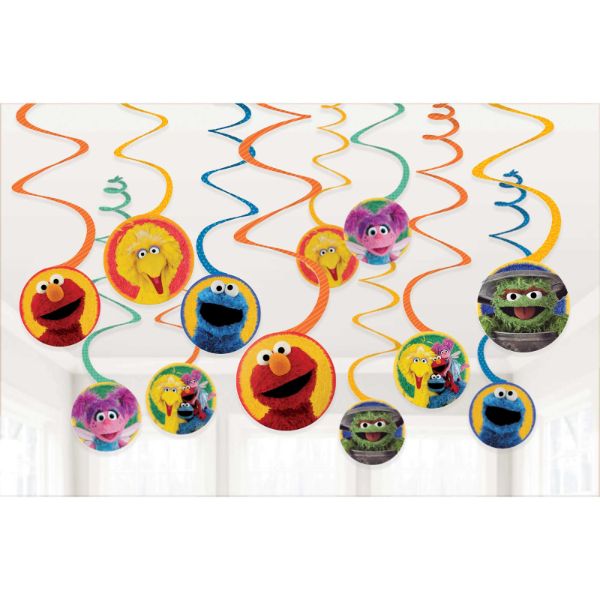 12 Pack Sesame Street Spiral Swirls Hanging Decorations