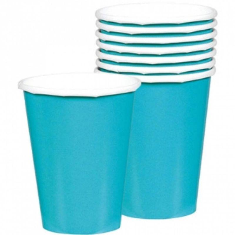 20 Pack Caribbean Blue Paper Cups - 266ml