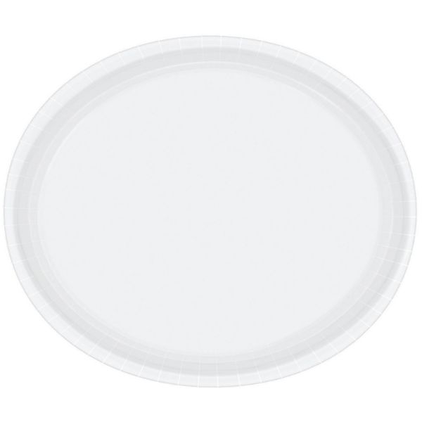 20 Pack Frosty White Oval Paper Plates - 30cm