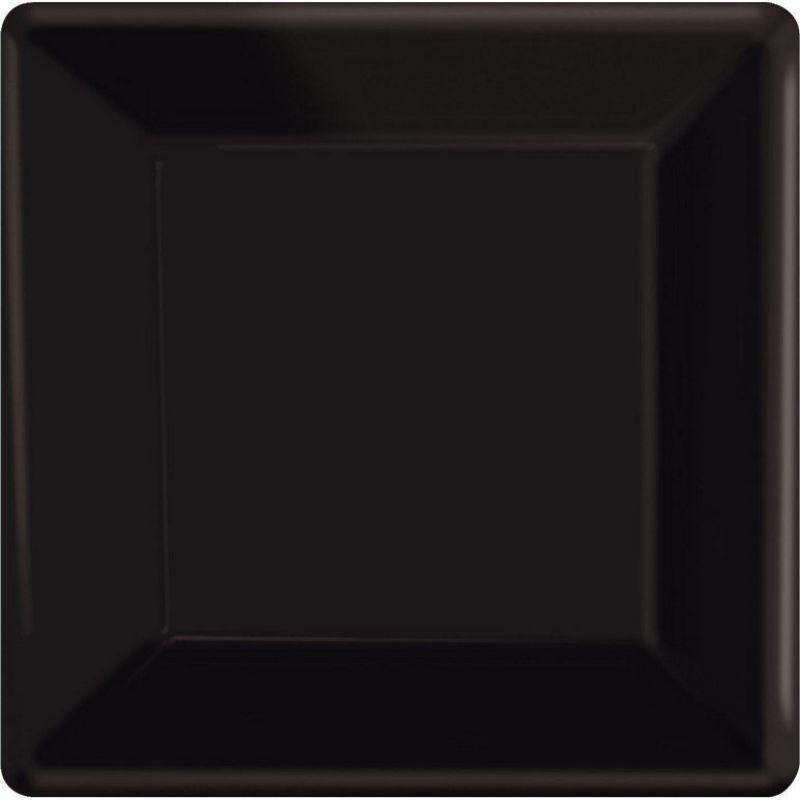 20 Pack Jet Black Square Paper Plates - 26cm - The Base Warehouse