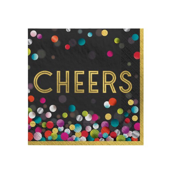 40 Pack Colourful Confetti Cheers Beverage Napkins