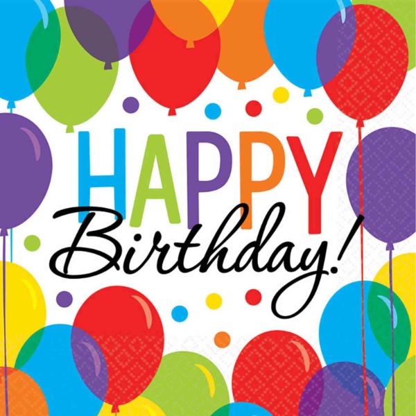16 Pack Balloon Bash Lunch Napkins - 33cm x 33cm
