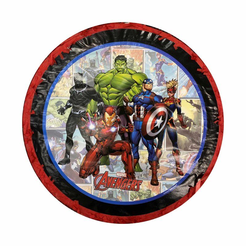 Marvel Avengers Powers Unite Expandable Pull String Drum Pinata - 35cm x 35cm x 9cm