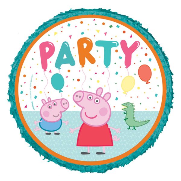 Peppa Pig Confetti Expandable Pull String Drum Pinata - 35cm x 35cm x 9cm