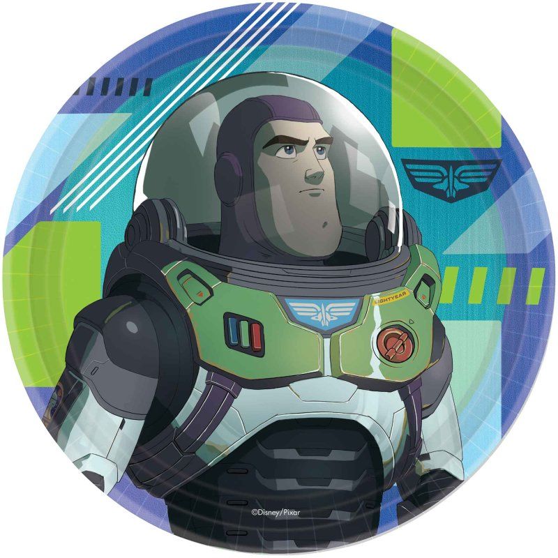 8 Pack Buzz Lightyear Round Paper Plates - 17cm