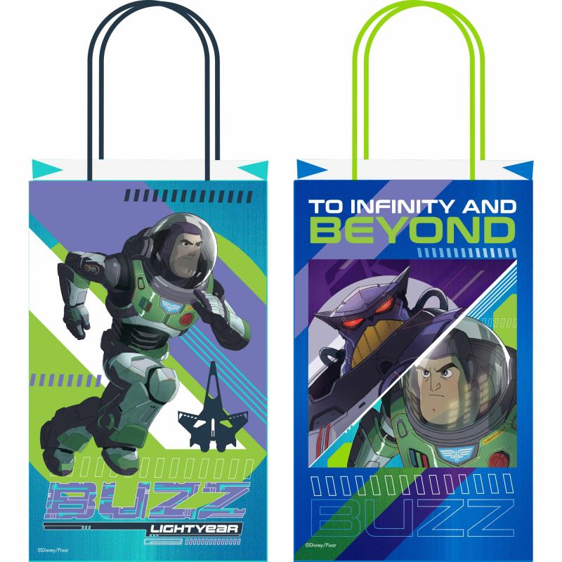 8 Pack Buzz Lightyear Paper Kraft Bags - 21cm x 13cm x 8cm