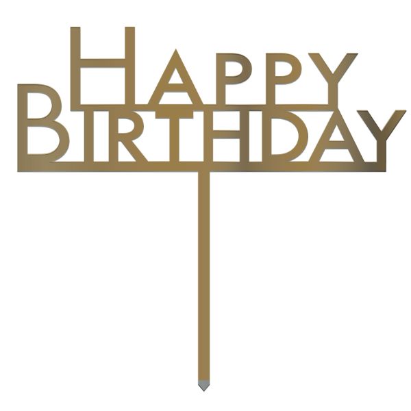 Gold Acrylic Happy Birthday Cake Topper
