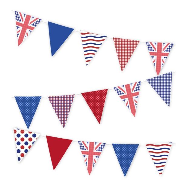 Patriotic British Pennant Banner - 3m