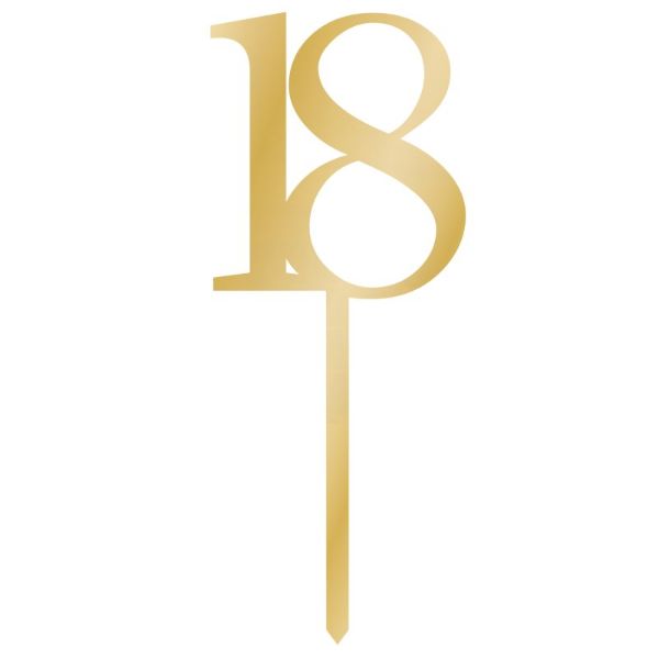 Gold Sparkling Celebration 18 Cake Topper Pick - 8cm x 15cm