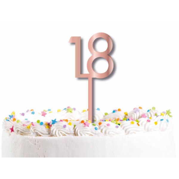 Rose Gold 18 Cake Topper Pick