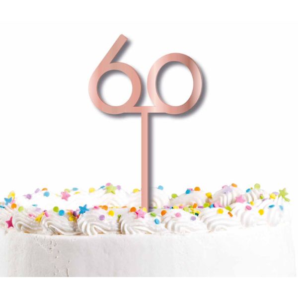 Rose Gold 60 Cake Topper Pick