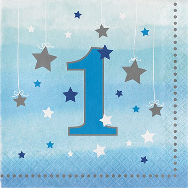 16 Pack One Little Star Birthday Boy Lunch Napkins
