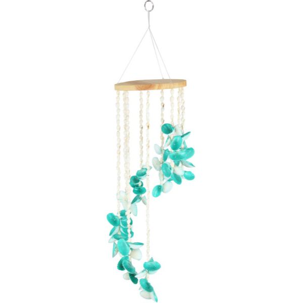 Turquoise Shell Spiral Hanger with Bamboo Top