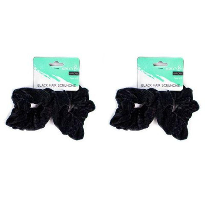 2 Pack Black Hair Scrunchie - 9cm