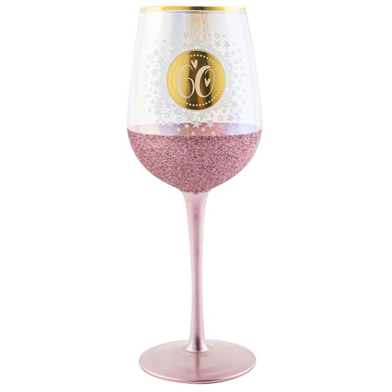 60 Gold & Pink Glitterati Wine Glass - 430ml