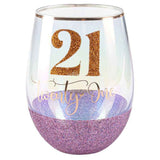Load image into Gallery viewer, 21 Purple Glitter Stemless Glass - 600ml