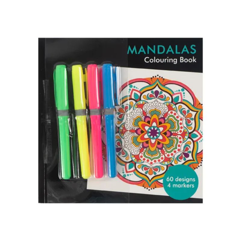 Mandalas Colouring Book with 4 Markers - 20cm x 20cm