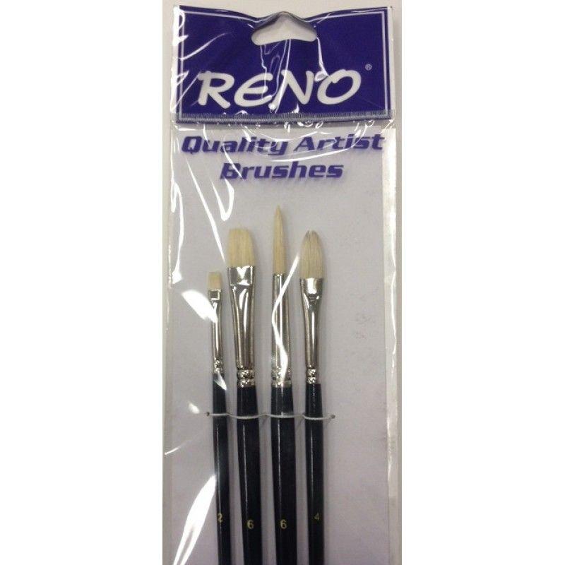 4 Piece Hog Bristle Brush Set