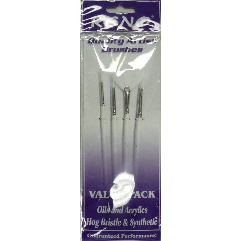 4 Piece White Synthetic Brush Set