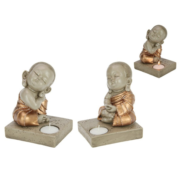 Buddha with Bronzed Robe Tealight - 15cm