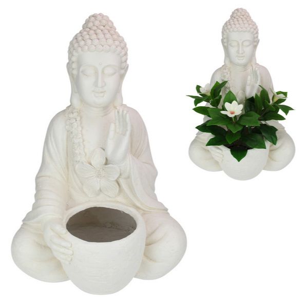 Cream Garden Rulai Buddha Pot Holder - 68cm