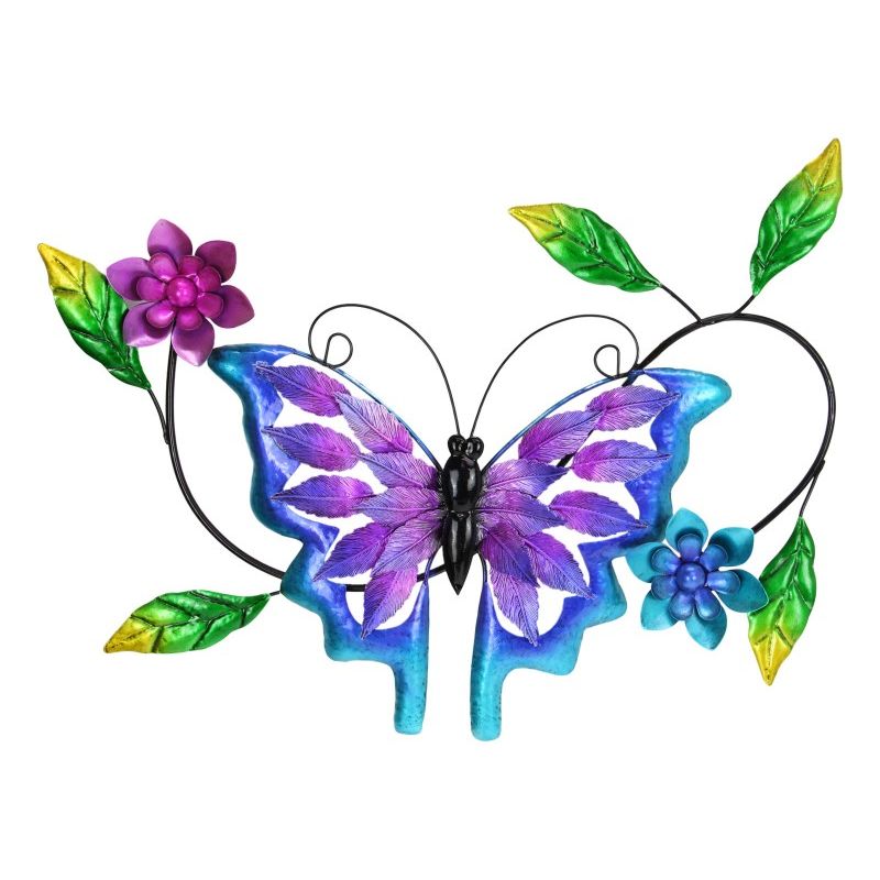 Pink & Purple Leaf Patterned Butterfly Wall Art - 53cm