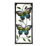 Load image into Gallery viewer, Twin Butterfly Glass Metal Wall Art - 71cm x 31cm