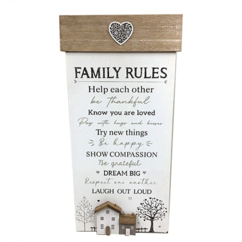 Family Rules Wooden Plaque - 50cm