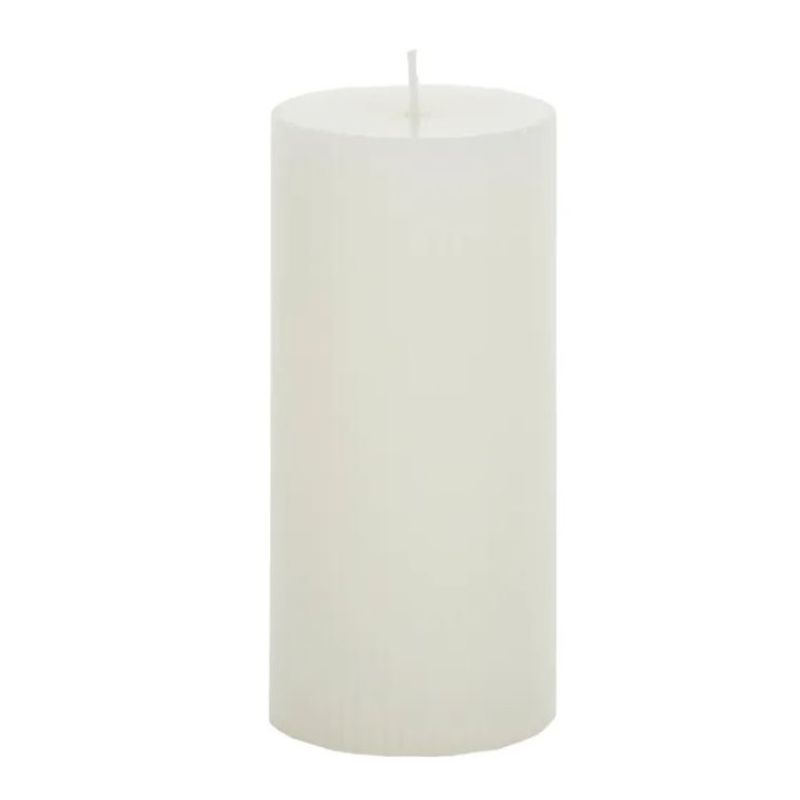 White Ribbed Pillar Candle - 7cm x 15cm