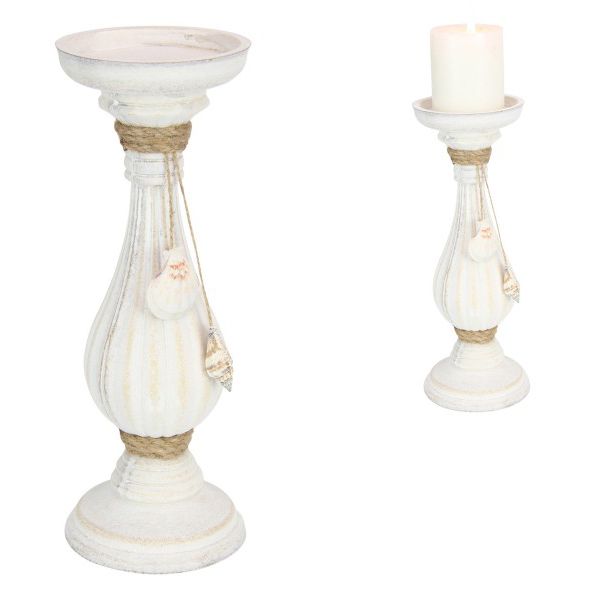Pillar MDF Candle Holder with Beach Design - 29cm